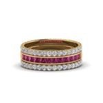 Load image into Gallery viewer, 3-piece-stackable-eternity-band-with-pink-sapphire-in-18K-yellow-gold-FD8422BGSADRPI-NL-YG.jpg
