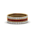 Load image into Gallery viewer, 3-piece-stackable-eternity-band-with-ruby-in-14K-yellow-gold-FD8422BGRUDR-NL-YG.jpg
