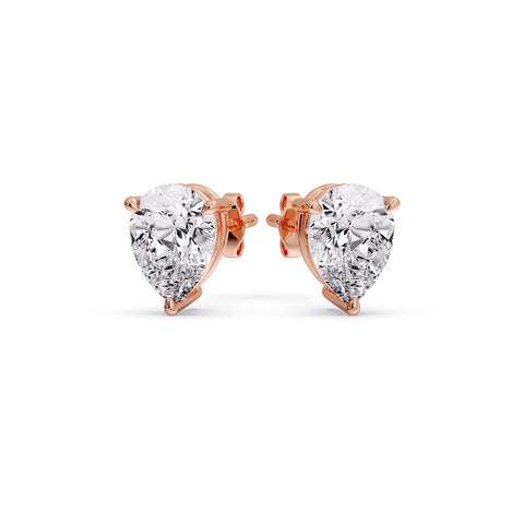 One Carat Diamond Pear Cut 3 Prong Earring