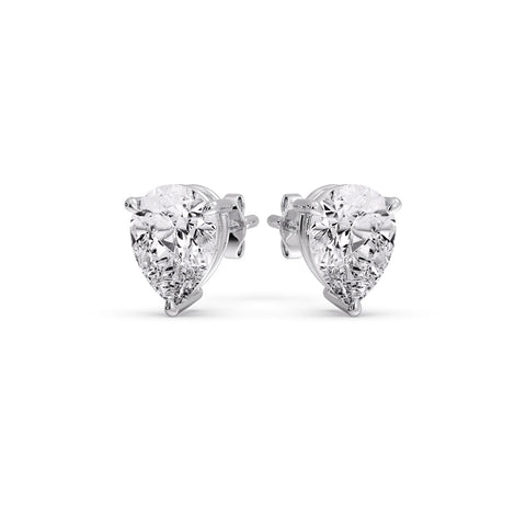 One Carat Diamond Pear Cut 3 Prong Earring