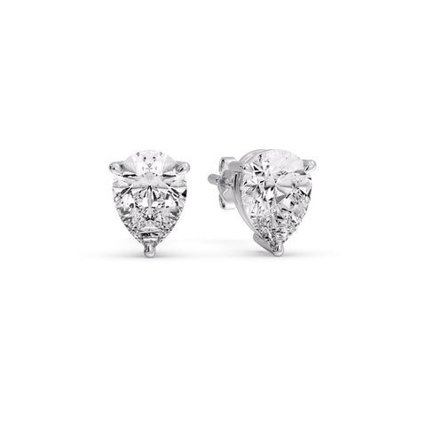 One Carat Diamond Pear Cut 3 Prong Earring
