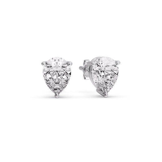 One Carat Diamond Pear Cut 3 Prong Earring