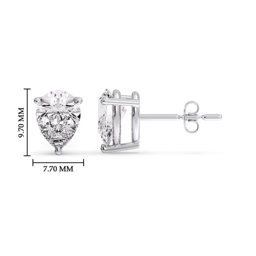 One Carat Diamond Pear Cut 3 Prong Earring