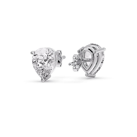 One Carat Diamond Pear Cut 3 Prong Earring