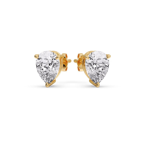 One Carat Diamond Pear Cut 3 Prong Earring