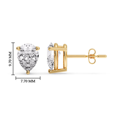 One Carat Diamond Pear Cut 3 Prong Earring
