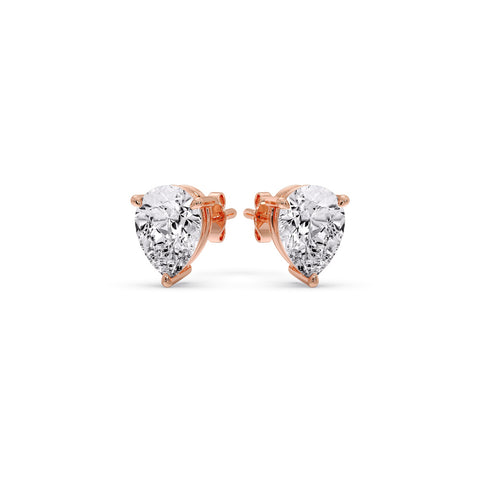 One Carat Diamond Pear Cut 3 Prong Earring