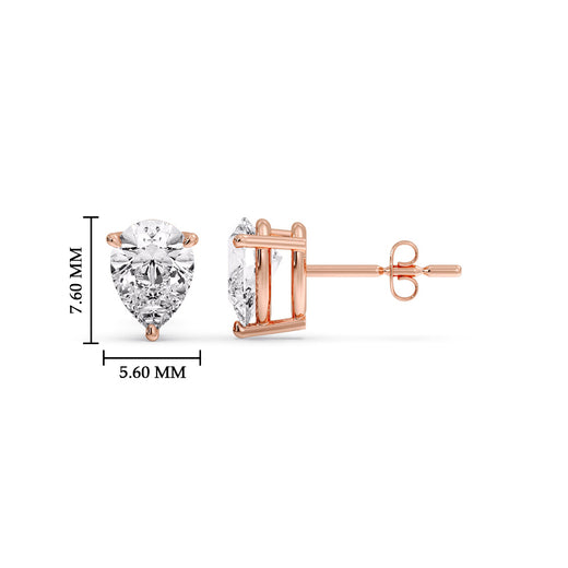 One Carat Diamond Pear Cut 3 Prong Earring