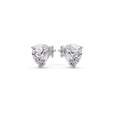 One Carat Diamond Pear Cut 3 Prong Earring