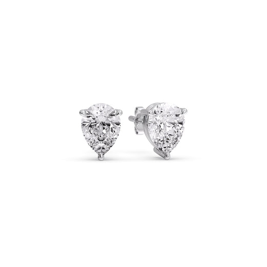 One Carat Diamond Pear Cut 3 Prong Earring