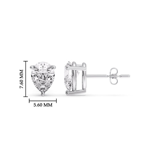 One Carat Diamond Pear Cut 3 Prong Earring
