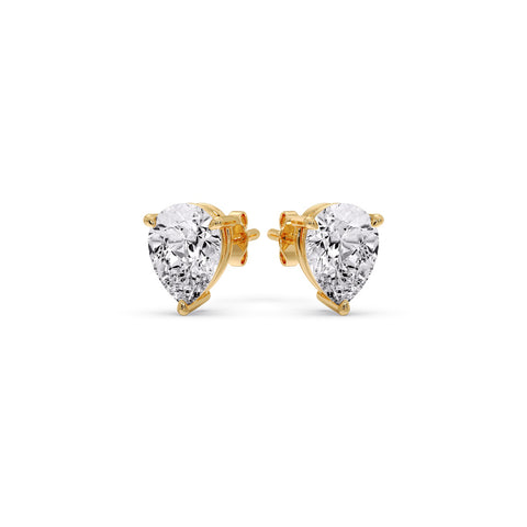One Carat Diamond Pear Cut 3 Prong Earring