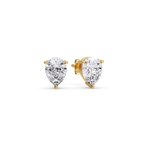 One Carat Diamond Pear Cut 3 Prong Earring