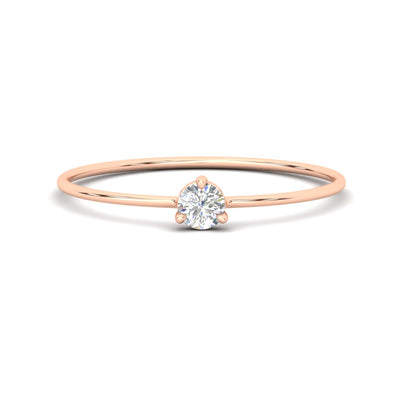 3 Prong Round Tiny Band Stack Ring