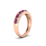 Load image into Gallery viewer, 3-row-cute-stackable-pink-sapphire-band-in-rose-gold-fd11533bgsadrpi-nl-rg.jpg
