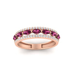 Load image into Gallery viewer, 3-row-cute-stackable-pink-sapphire-band-in-rose-gold-fd11533bgsadrpi-nl-rg.jpg
