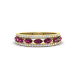 Load image into Gallery viewer, 3-row-cute-stackable-pink-sapphire-band-in-yellow-gold-fd11533bgsadrpi-nl-yg.jpg
