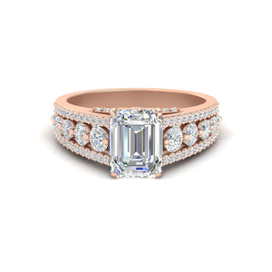 3 Row Lab-Created Emerald Cut Big Engagement Ring