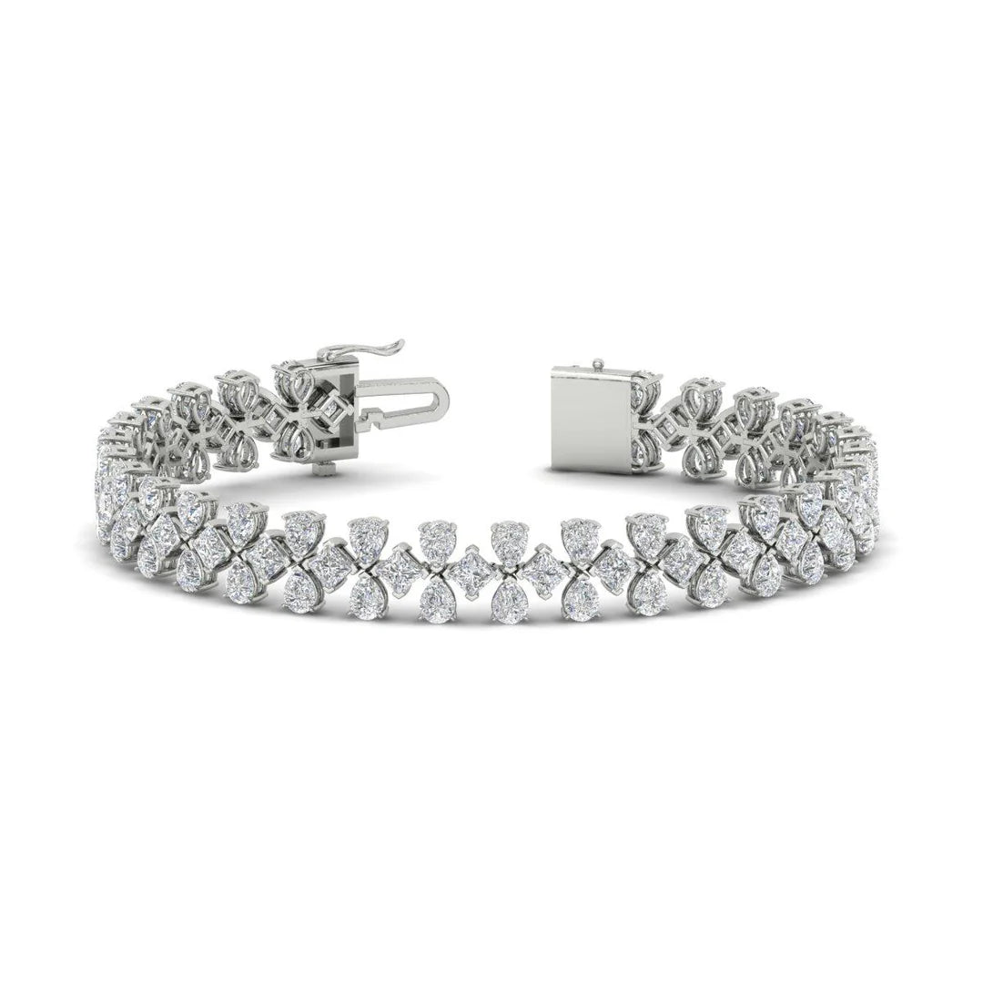 3 Row Fancy Diamond Tennis Bracelet