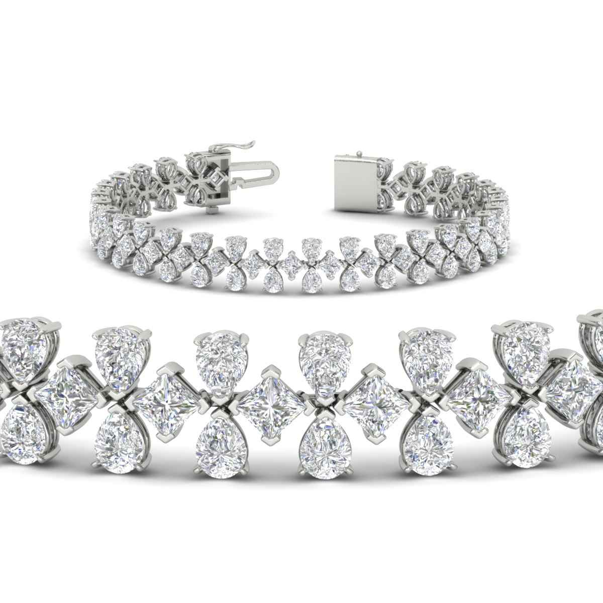 3 Row Fancy Diamond Tennis Bracelet