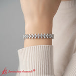 Load image into Gallery viewer, 3-row-fancy-diamond-tennis-bracelet-white-gold-fdbrc11586-model
