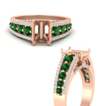 Load image into Gallery viewer, 3-row-semi-mount-emerald-big-engagement-ring-in-rose-gold-fd11538smgemger-nl-rg
