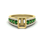 Load image into Gallery viewer, 3-row-semi-mount-emerald-big-engagement-ring-in-yellow-gold-fd11538smgemger-nl-yg
