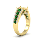 Load image into Gallery viewer, 3-row-semi-mount-emerald-big-engagement-ring-in-yellow-gold-fd11538smgemger-nl-yg
