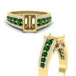 Load image into Gallery viewer, 3-row-semi-mount-emerald-big-engagement-ring-in-yellow-gold-fd11538smgemger-nl-yg
