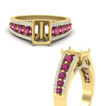 Load image into Gallery viewer, 3-row-semi-mount-pink-sapphire-big-engagement-ring-in-yellow-gold-fd11538smgsadrpi-nl-yg
