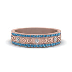 Load image into Gallery viewer, 3-row-vine-vintage-diamond-wedding-ring-with-blue-topaz-in-rose-gold-FDB8627GICBLTO-NL-RG
