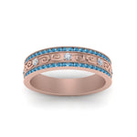 Load image into Gallery viewer, 3-row-vine-vintage-diamond-wedding-ring-with-blue-topaz-in-rose-gold-FDB8627GICBLTO-NL-RG
