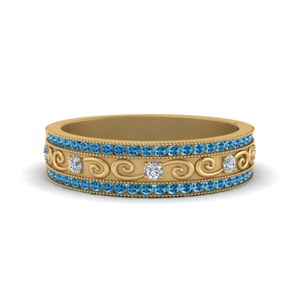 3-row-vine-vintage-diamond-wedding-ring-with-blue-topaz-in-yellow-gold-FDB8627GICBLTO-NL-YG