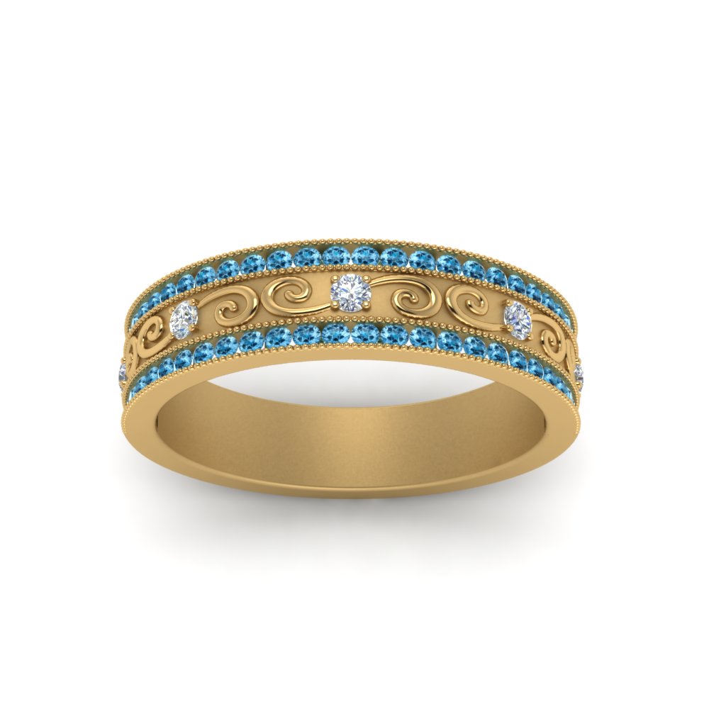3-row-vine-vintage-diamond-wedding-ring-with-blue-topaz-in-yellow-gold-FDB8627GICBLTO-NL-YG