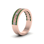 Load image into Gallery viewer, 3-row-vine-vintage-diamond-wedding-ring-with-emerald-in-rose-gold-FDB8627GEMGR-NL-RG
