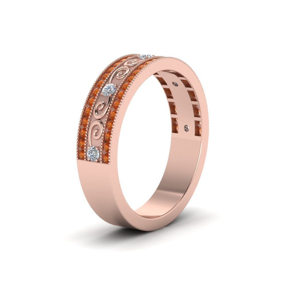 3-row-vine-vintage-diamond-wedding-ring-with-orange-sapphire-in-rose-gold-FDB8627GSAOR-NL-RG