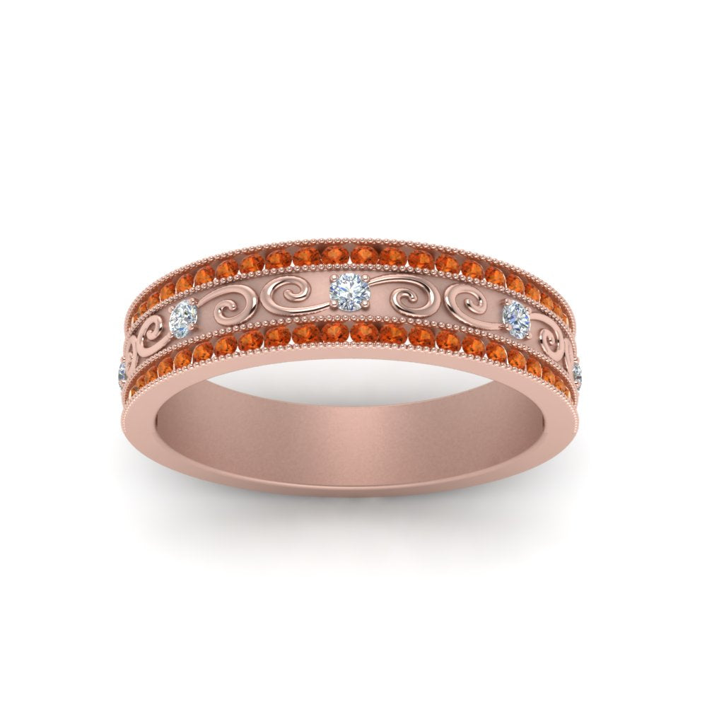 3-row-vine-vintage-diamond-wedding-ring-with-orange-sapphire-in-rose-gold-FDB8627GSAOR-NL-RG