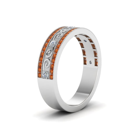 3-row-vine-vintage-diamond-wedding-ring-with-orange-sapphire-in-white-gold-FDB8627GSAOR-NL-WG