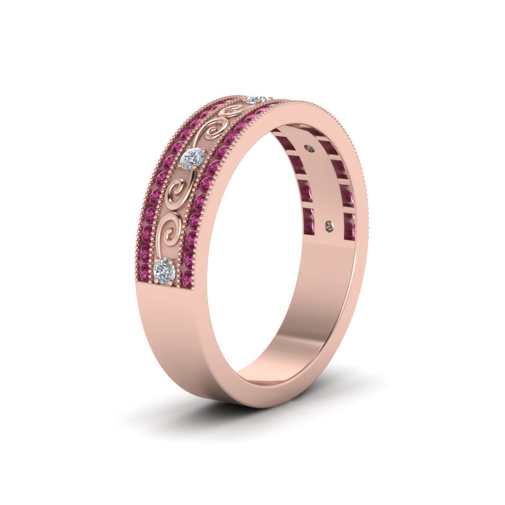 3-row-vine-vintage-diamond-wedding-ring-with-pink-sapphire-in-rose-gold-FDB8627GSADRPI-NL-RG