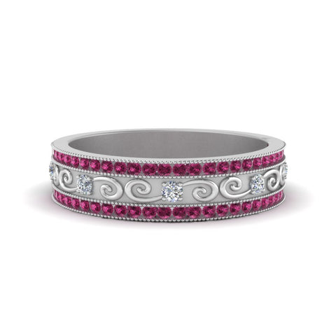 3-row-vine-vintage-diamond-wedding-ring-with-pink-sapphire-in-white-gold-FDB8627GSADRPI-NL-WG