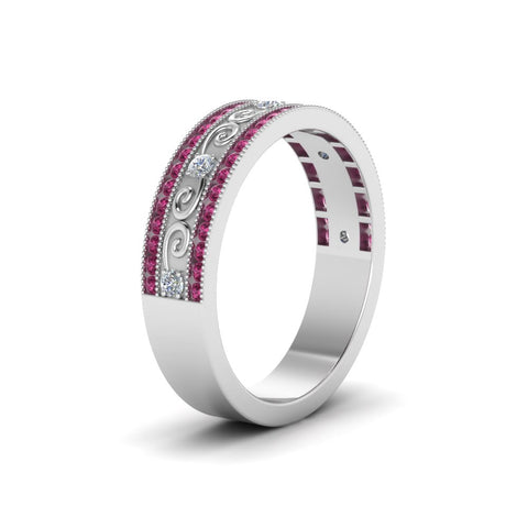 3-row-vine-vintage-diamond-wedding-ring-with-pink-sapphire-in-white-gold-FDB8627GSADRPI-NL-WG