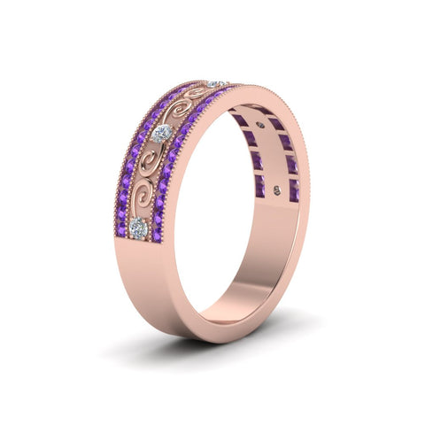 3-row-vine-vintage-diamond-wedding-ring-with-purple-topaz-in-rose-gold-FDB8627GVITO-NL-RG