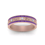 Load image into Gallery viewer, 3-row-vine-vintage-diamond-wedding-ring-with-purple-topaz-in-rose-gold-FDB8627GVITO-NL-RG
