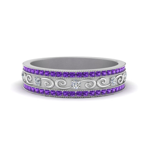 3-row-vine-vintage-diamond-wedding-ring-with-purple-topaz-in-white-gold-FDB8627GVITO-NL-WG