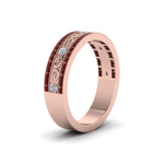 Load image into Gallery viewer, 3-row-vine-vintage-diamond-wedding-ring-with-ruby-in-rose-gold-FDB8627GRUDR-NL-RG
