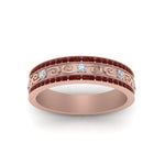 Load image into Gallery viewer, 3-row-vine-vintage-diamond-wedding-ring-with-ruby-in-rose-gold-FDB8627GRUDR-NL-RG
