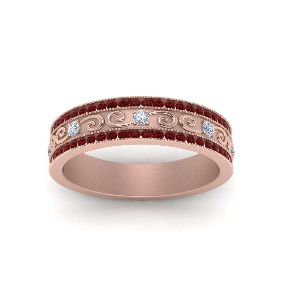 3-row-vine-vintage-diamond-wedding-ring-with-ruby-in-rose-gold-FDB8627GRUDR-NL-RG