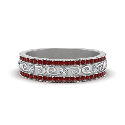 3-row-vine-vintage-diamond-wedding-ring-with-ruby-in-white-gold-FDB8627GRUDR-NL-WG