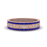 Load image into Gallery viewer, 3-row-vine-vintage-diamond-wedding-ring-with-sapphire-in-rose-gold-FDB8627GSABL-NL-RG

