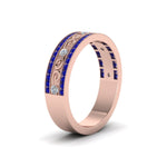 Load image into Gallery viewer, 3-row-vine-vintage-diamond-wedding-ring-with-sapphire-in-rose-gold-FDB8627GSABL-NL-RG
